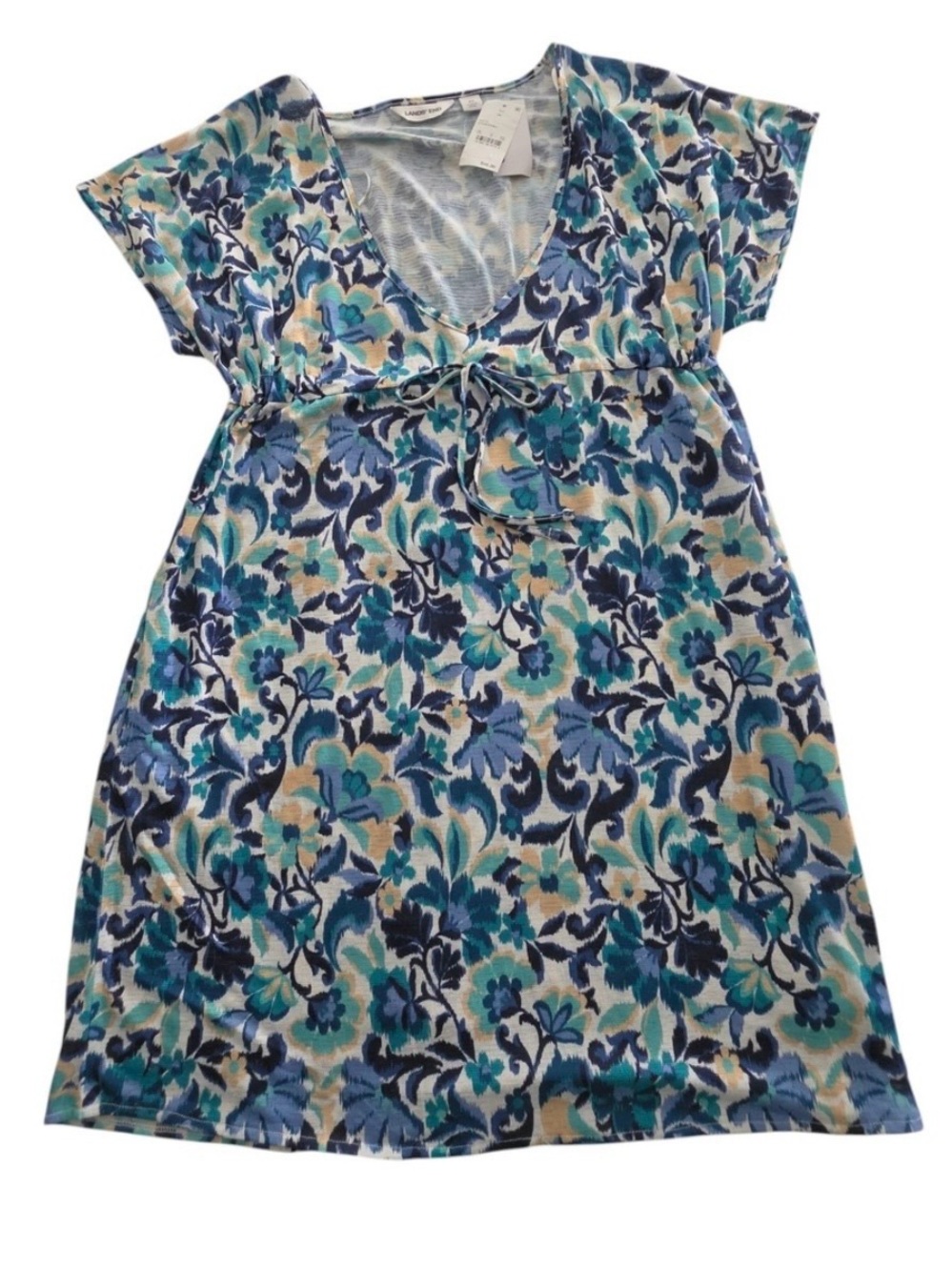 Lands' End Blue Teal Floral Swim Coverup